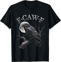 Black F-Caw-F Funny Black Bird T-Shirt, Crow Moon Gothic Vintage Tshirt Halloween Graphic Tee Short Sleeve Shirts