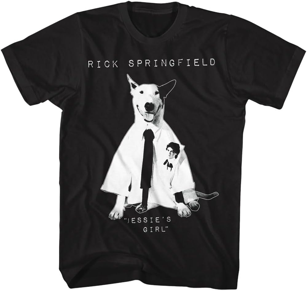 American Classics Rick Springfield Jessie's Girl T Shirt Black | Officially Licensed Tee, Working Class Dog Graphic, Vintage Style, Designed and Printed in the USA, Unisex Men Women