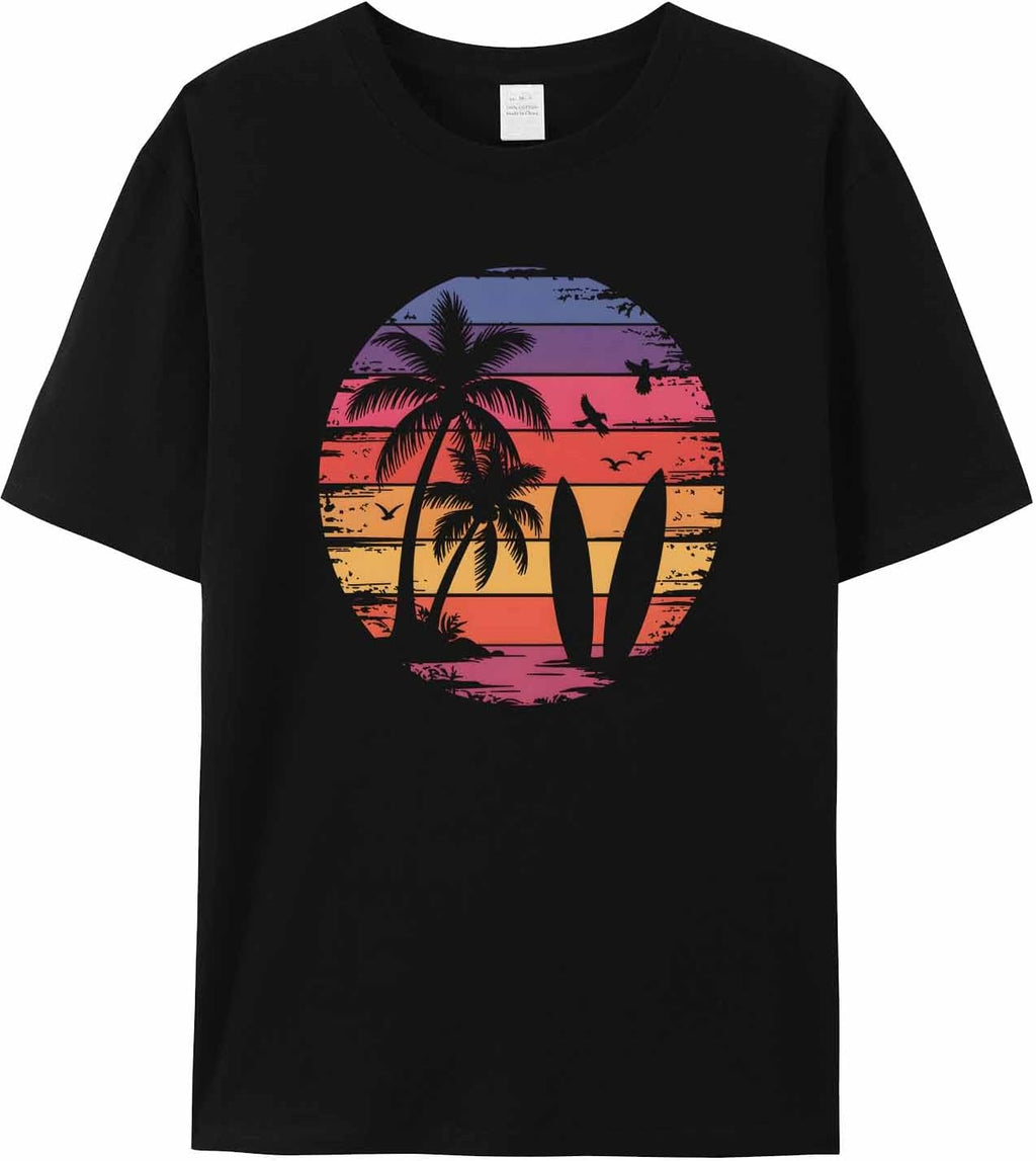 Graphic Men's T-Shirt Skull Cycling Orange Moon Printed Cotton Top Short Sleeve Basic Casual Tee