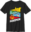 Pokemon Boys Starter Pendents Pikachu Charmander Squirtle Bulbasaur Tee | Officially Licensed Pokemon | Pikachu Charmander Squirtle Bulbasaur | Boys Graphic Tee | 100% Cotton | XS-XL