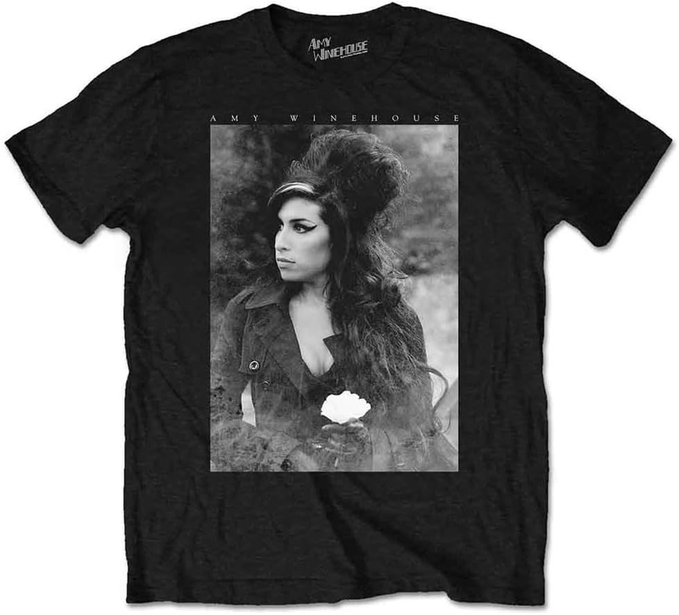 Amy Winehouse Men's Flower Portrait T-Shirt Black