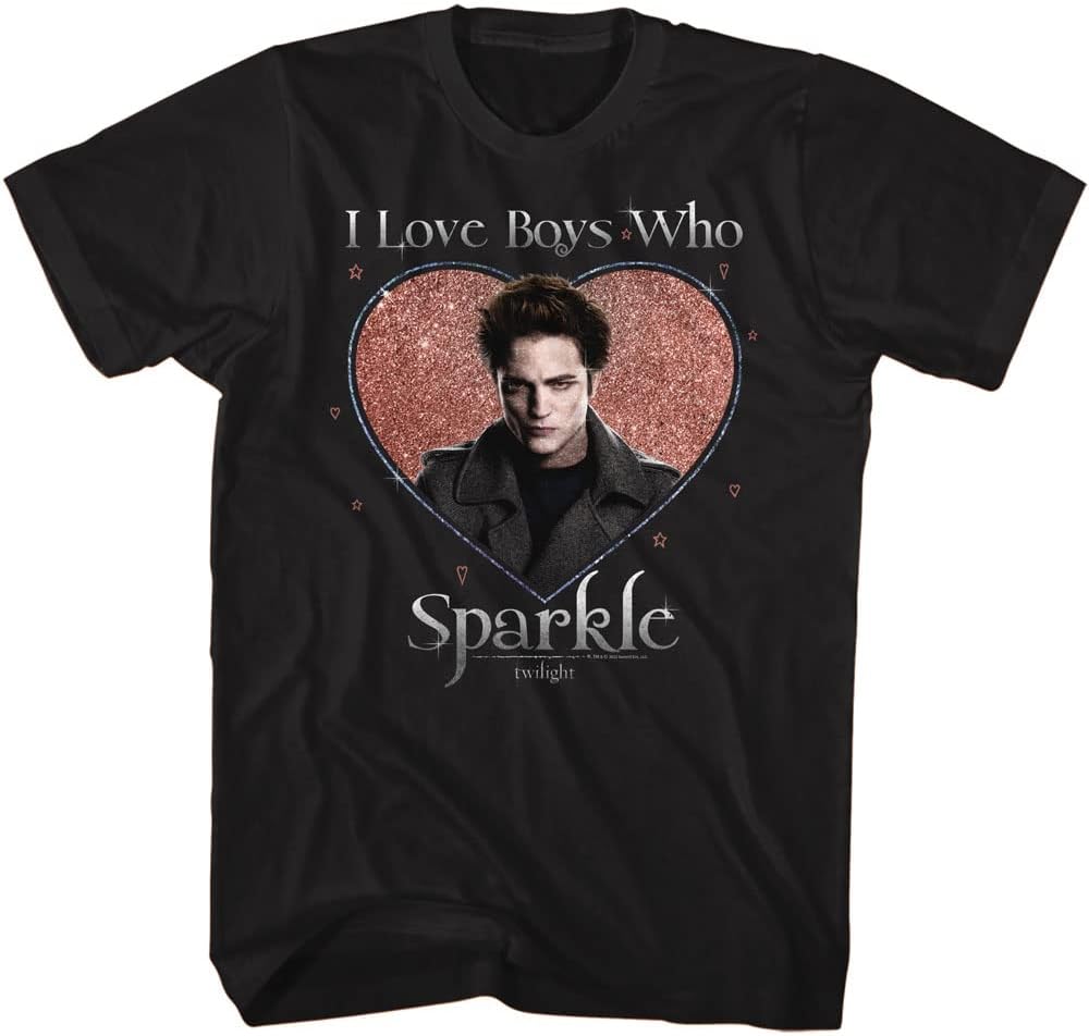 American Classics I Love Boys Who Sparkle Twilight T Shirt Black | Officially Licensed Twilight Merch, Unisex Crewneck Tee, Vampire Saga Gift, Designed and Printed in the USA