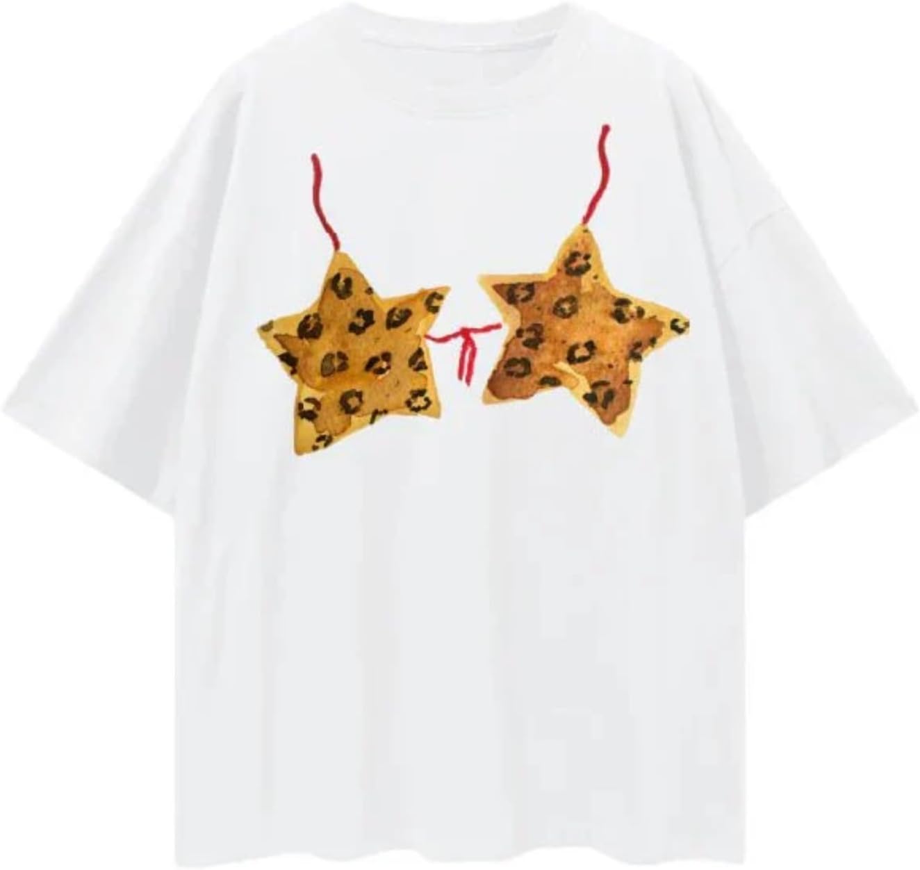 Monkay Women's Oversized Graphic Tee Bikini Print Y2K Streetwear Funny Short Sleeve Casual Loose Fit Trendy T-Shirt