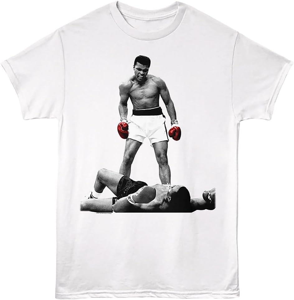 Muhammad Ali KO T Shirt for Men & Women - White Vintage Style Graphic Tee - Red Boxing Gloves T-Shirt