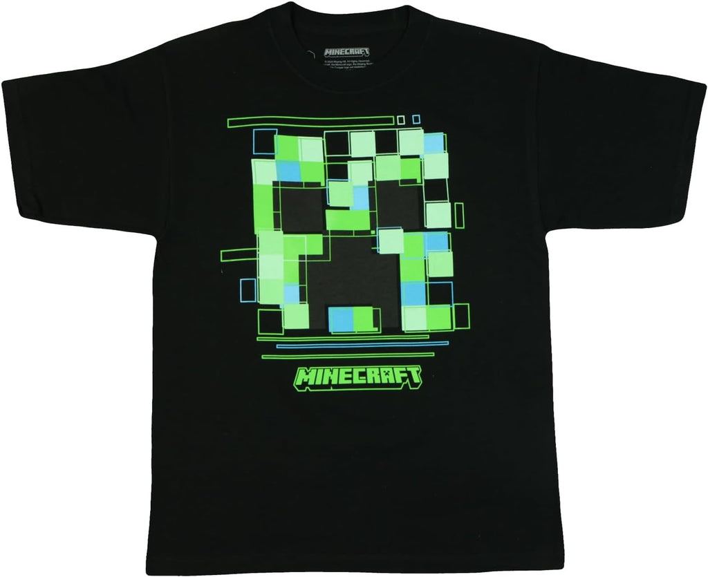 Minecraft T-Shirt Boys' Pixelated Face Design Kids Short Sleeve Tee