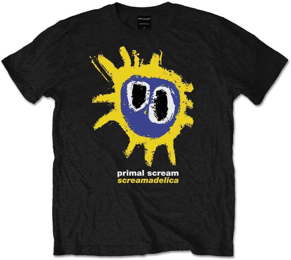Primal Scream T Shirt Screamadelica Album Cover Band Logo Official Mens Black