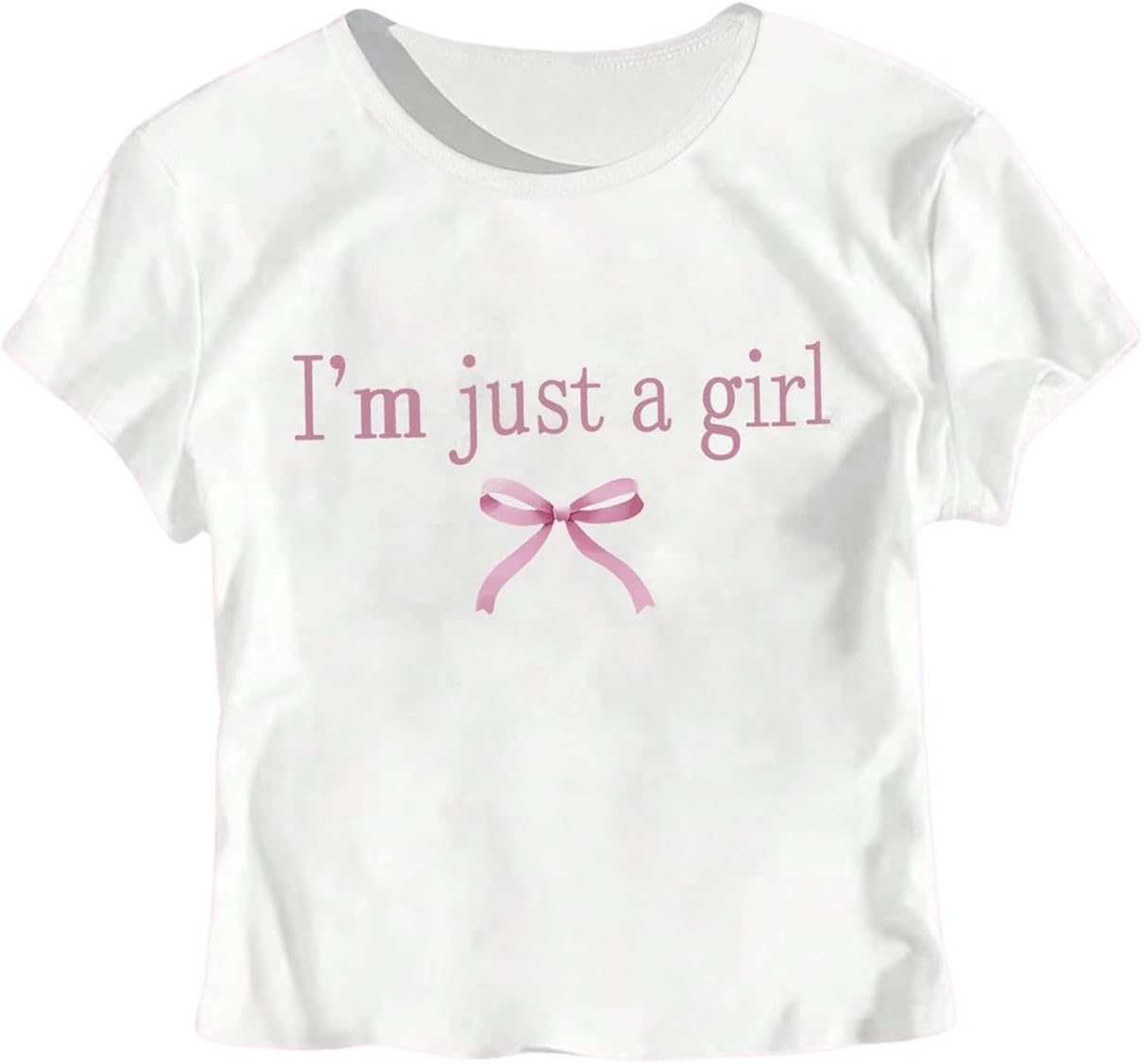 RoseSeek Girl's Graphic Tee Crew Neck Letter Bow Print Crop Tops Casual Cute Short Sleeve T Shirt