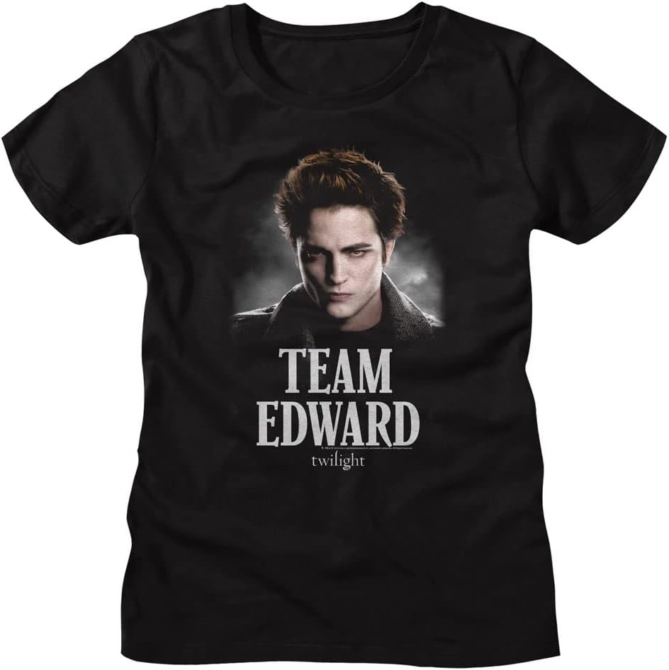 American Classics Team Edward Twilight Ladies Graphic T Shirt Black | Officially Licensed Twilight Merch, Designed and Printed in the USA, 100% Cotton Ladies Graphic Tee, Relaxed Fit, Fan Gift
