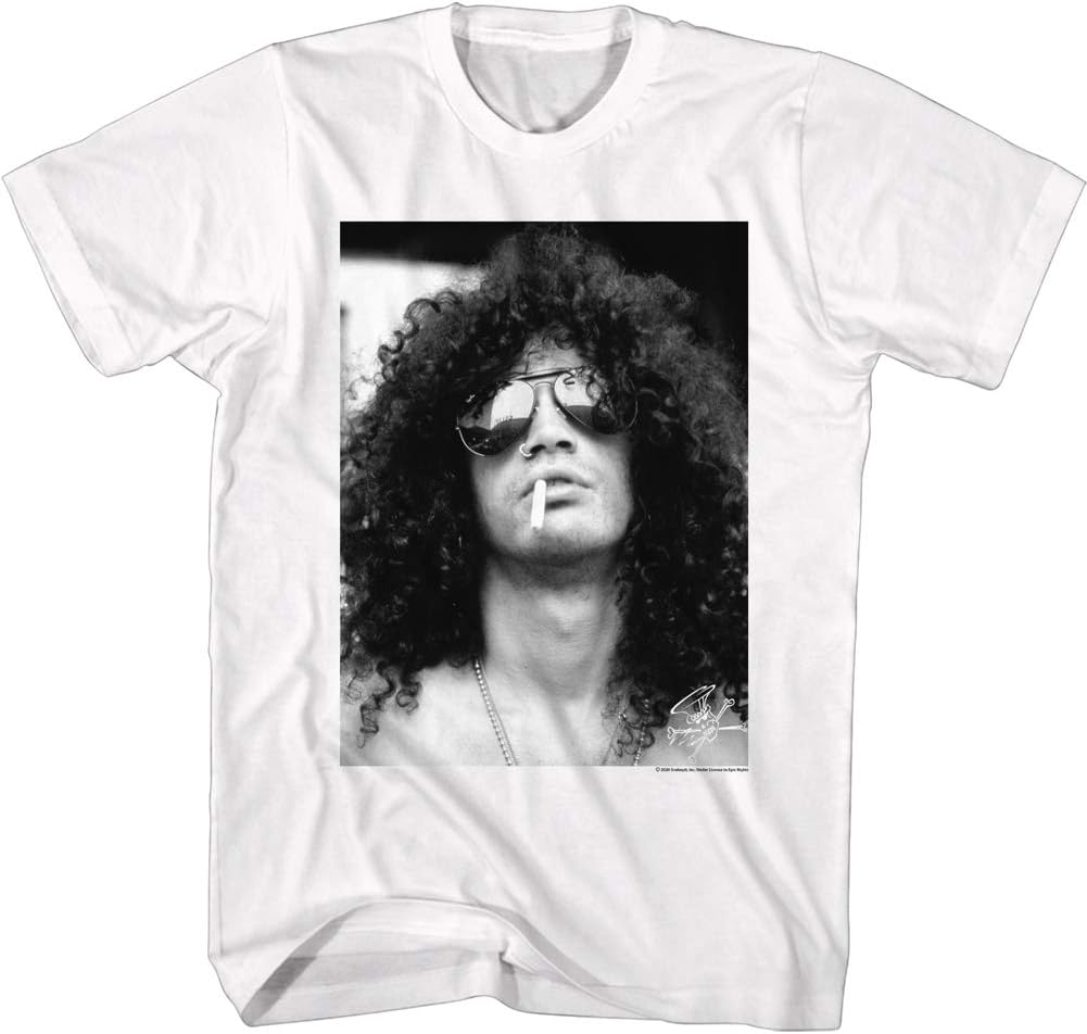 American Classics Slash Guns N Roses T Shirt - Rock Band Graphic Tee White | Officially Licensed Slash Tee, Guns N Roses Band Merch, Unisex Crew Neck Short Sleeve, 100% Cotton, Classic Rock Concert