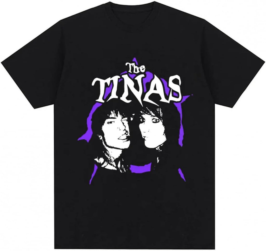 Vintage Emo Music Duo Graphic Tee Retro Punk Streetwear with Purple Splash - 100% Cotton Crewneck Shirt