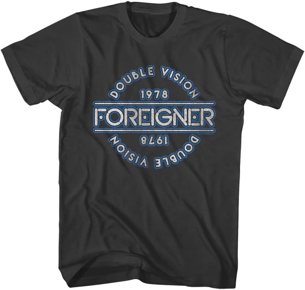 Foreigner T Shirt Double Vision World Tour '78 Mens Short Sleeve T Shirts Music Vintage Style Graphic Tees