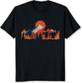 Mountain Sunset Forest Shirt Nature Landscape with Trees and Mountains Graphic Tee for Men