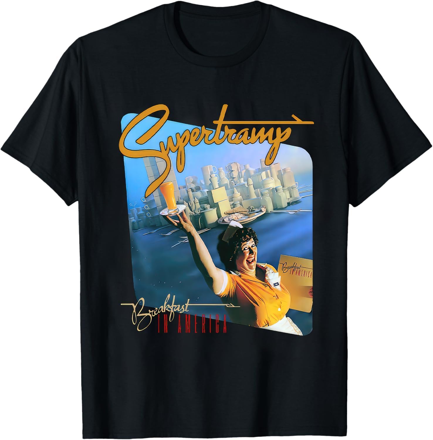 Vintage Progressive Rock Breakfast in America Tee 100% Cotton Crewneck Streetwear for Classic Rock Fans