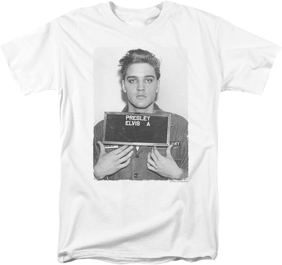 Elvis Presley Army Mug Shot Unisex Adult T Shirt for Men and Women