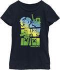 Girl's Minecraft Steve and Alex Vs. Mobs T-Shirt