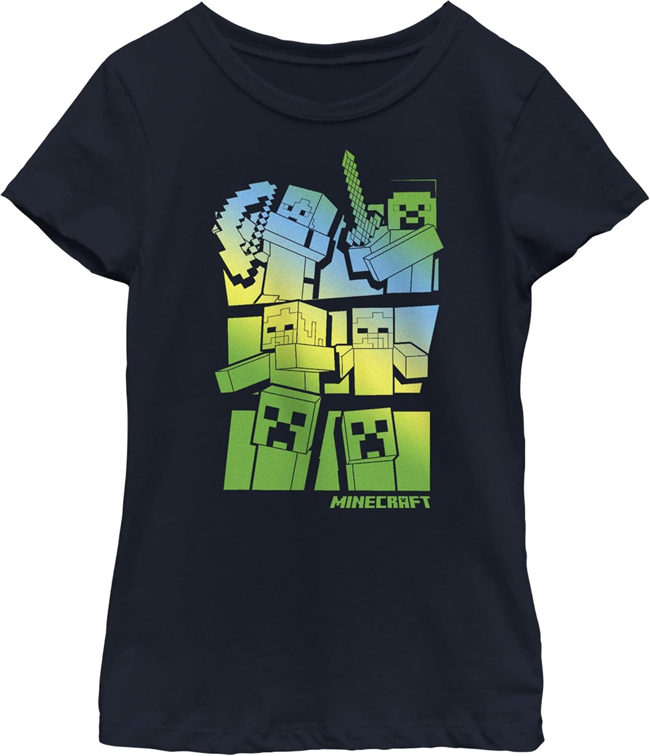 Girl's Minecraft Steve and Alex Vs. Mobs T-Shirt