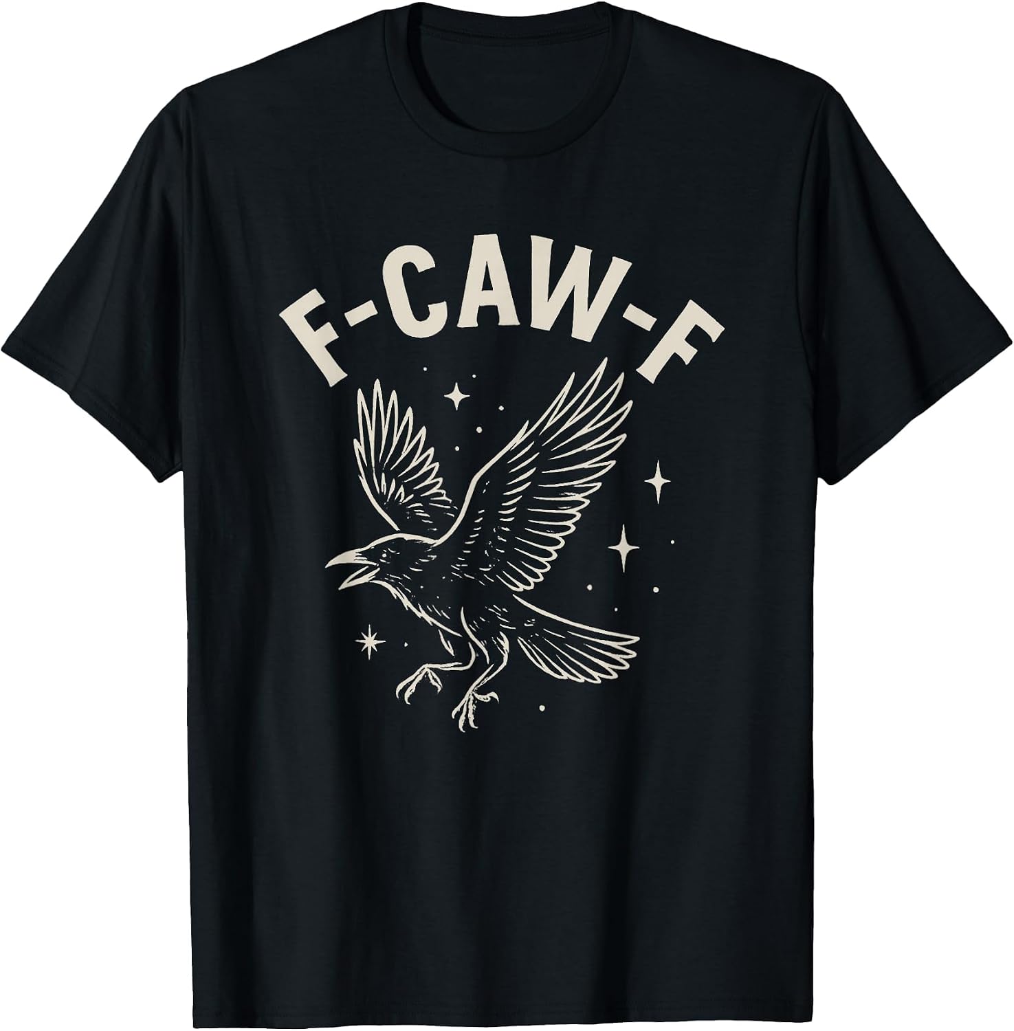 Black Crow F-Caw-F Funny Halloween Moon Gothic Adult Humor T-Shirt