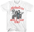 American Classics Motley Crue World Tour 1986 T Shirt White | Officially Licensed Motley Crue Merch, Unisex Crewneck Tee, Short Sleeve, 80s Classic Rock Band, Vintage Style Graphic