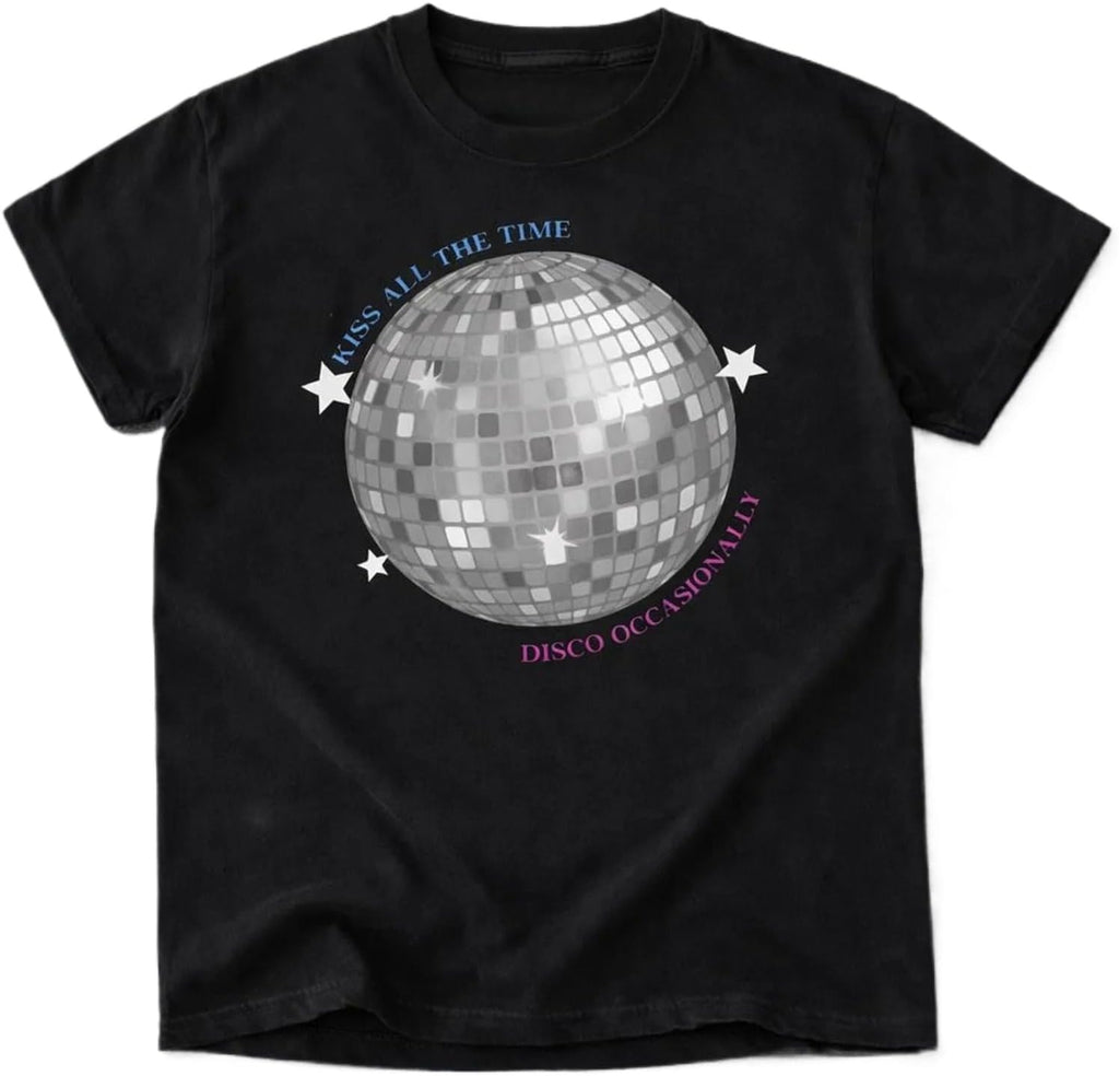 Kiss All the Time Disco Occasionally Shirt Funny Retro Party Humor Tee Vintage Graphic T-Shirt Gift