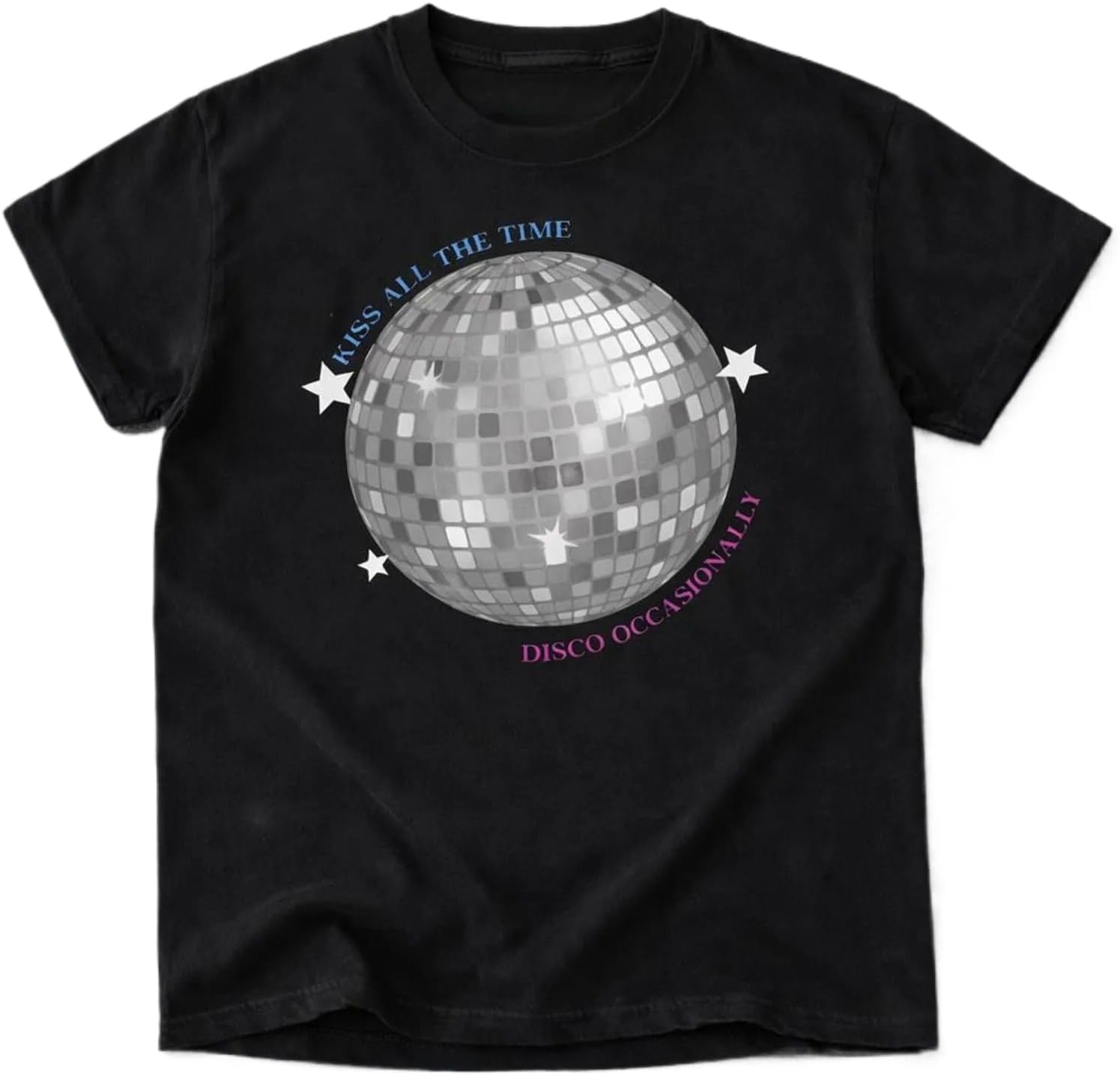 Kiss All the Time Disco Occasionally Shirt Funny Retro Party Humor Tee Vintage Graphic T-Shirt Gift