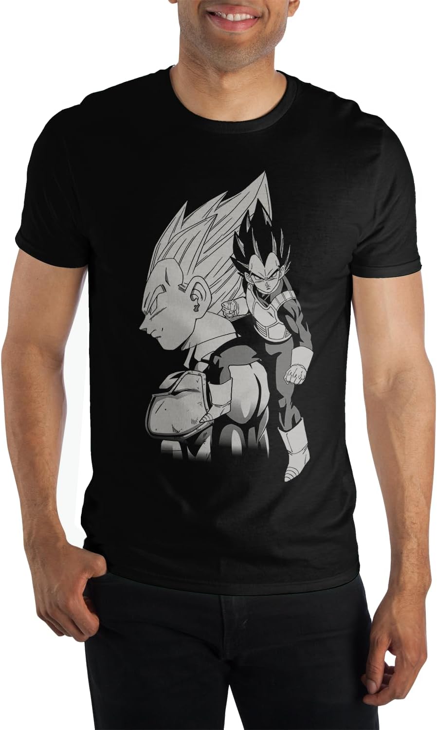 Dragon Ball Z Vegeta Black and White Character Art Men's Black T-Shirt