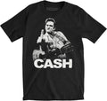 Johnny Cash Flipping The Bird Finger Black Adult T-Shirt Tee