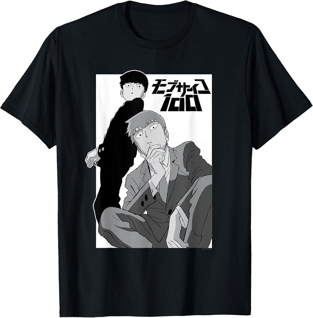 Mob Psycho 100 Black and White Shigeo and Arataka Anime T-Shirt