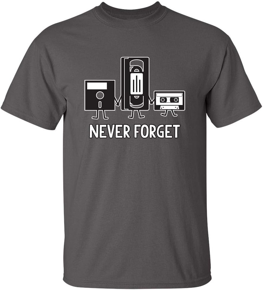 Never Forget Shirt Retro Floppy Disk VHS Cassette Funny Graphic Unisex Tee