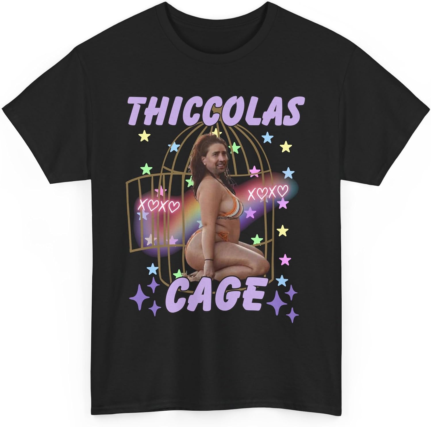 Thiccolas Cage Funny Meme Shirt, Gag Tshirt Unhinged Gift Inappropriate, Offensive Raunchy Stupid Meme Shirt