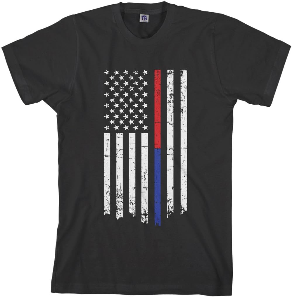 Threadrock Men's Thin Red & Blue Line American Flag T-Shirt