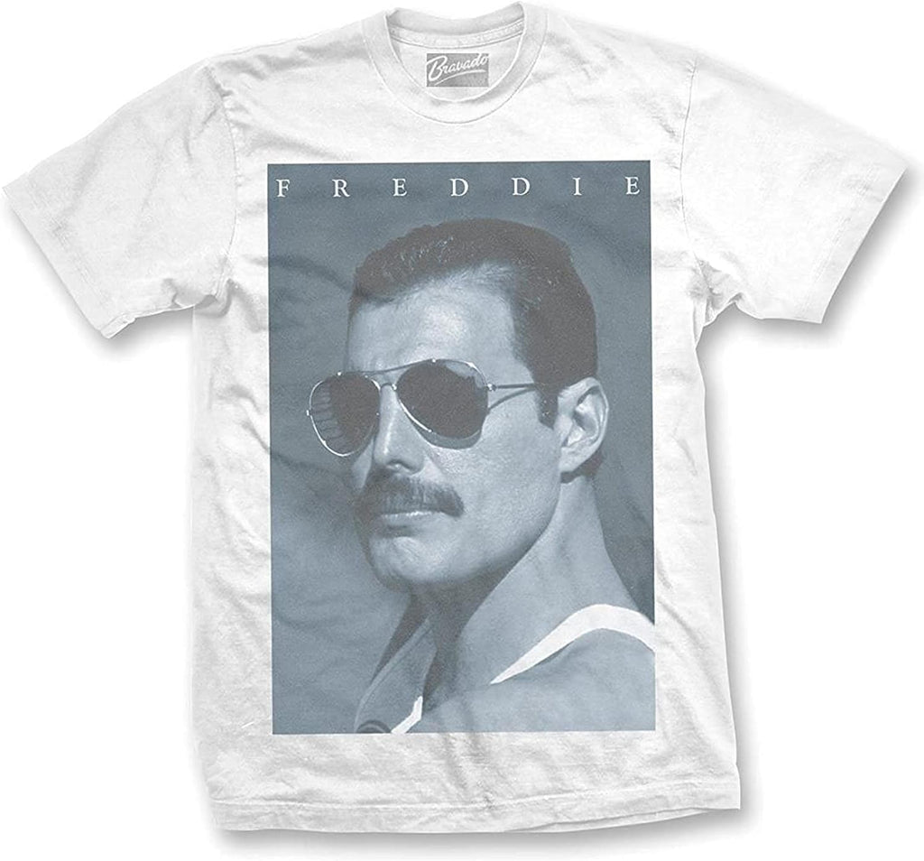 Queen Freddie Mercury in Shades T-Shirt - White (Large)