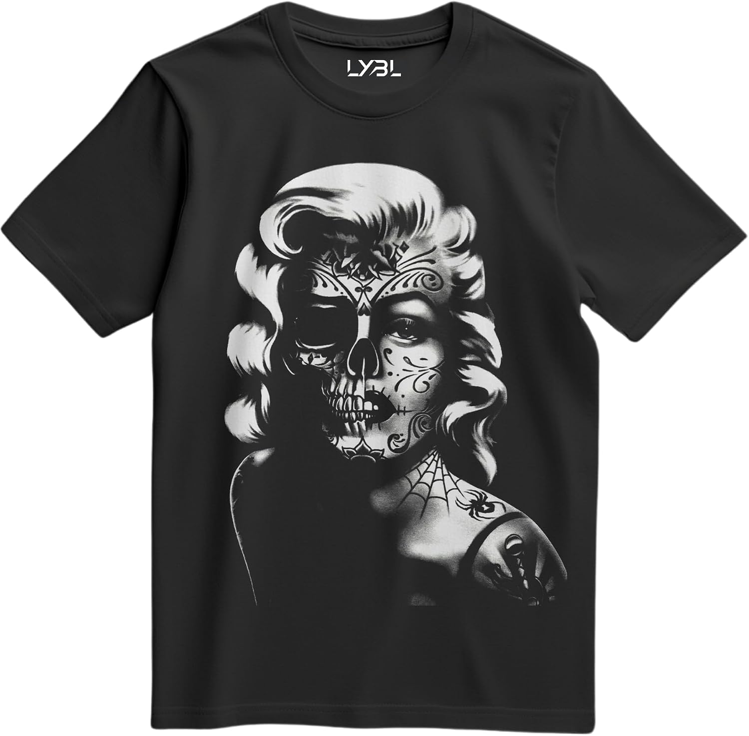 Blonde Bombshell Sugar Skull Tee Hollywood Day of The Dead Rockabilly Style Shirt