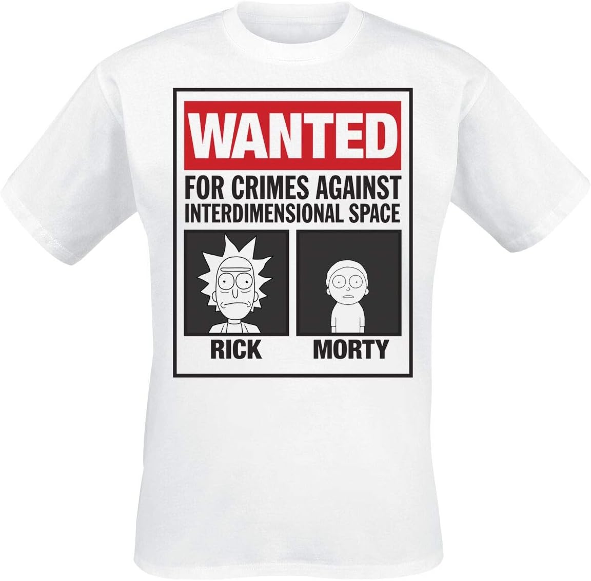 RICK AND MORTY T Shirt Mens | Wanted Poster White Top | Short Sleeve Cotton Tee