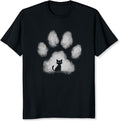 Black Cat with Paw Prints Shirt Cat Silhouette Graphic Tee Hand-Drawn Paw Shirt