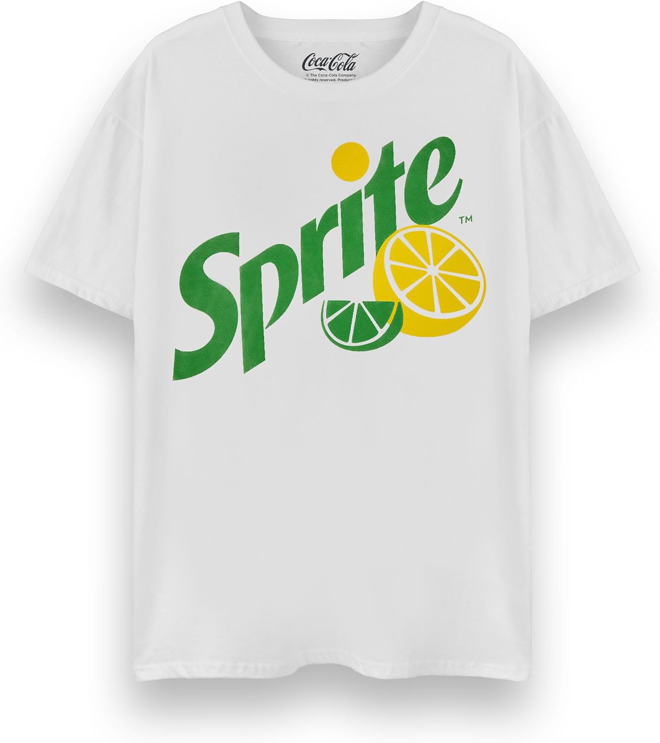 Coca-Cola Sprite Mens T-Shirt | Adults Original Logo Short Sleeve White Graphic | Distressed Sprite Lemon Vintage Apparel, Small