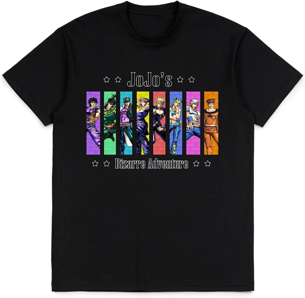 JoJo's Bizarre Adventure Shirt Anime Fashion Trend t-Shirt Unisex Short-Sleeved Tops Teen Fans Gifts Black tee Shirt Small