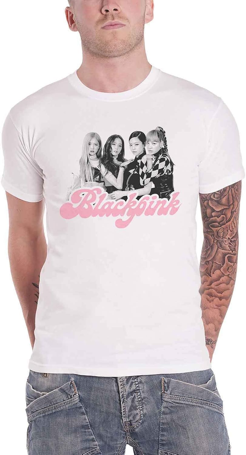 BLACKPINK T Shirt Photo Tee Band Logo Official Mens White Size M