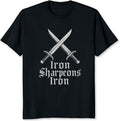 Iron Sharpens Iron Christian Shirt for Men Faith Gym Workout Graphic Tee Gifts for Birthday Father's Day