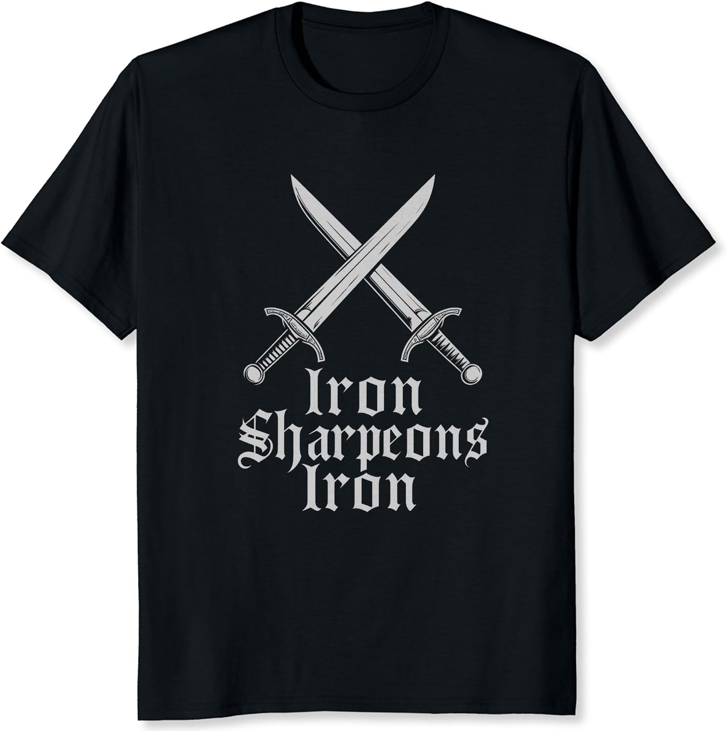 Iron Sharpens Iron Christian Shirt for Men Faith Gym Workout Graphic Tee Gifts for Birthday Father's Day