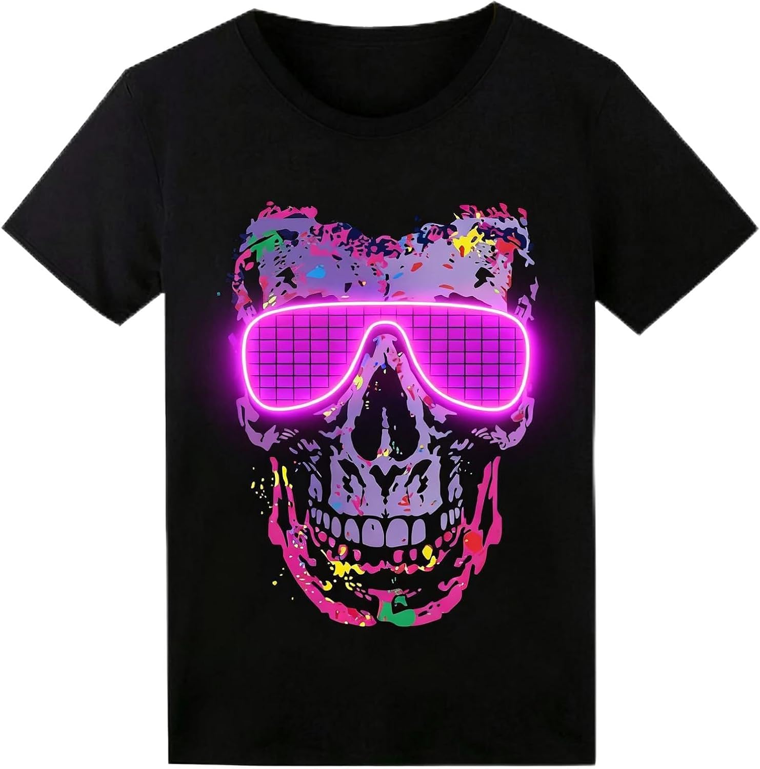 Sound Activated LED T-Shirt for Men Glow in The Dark Light Up Rave Shirt