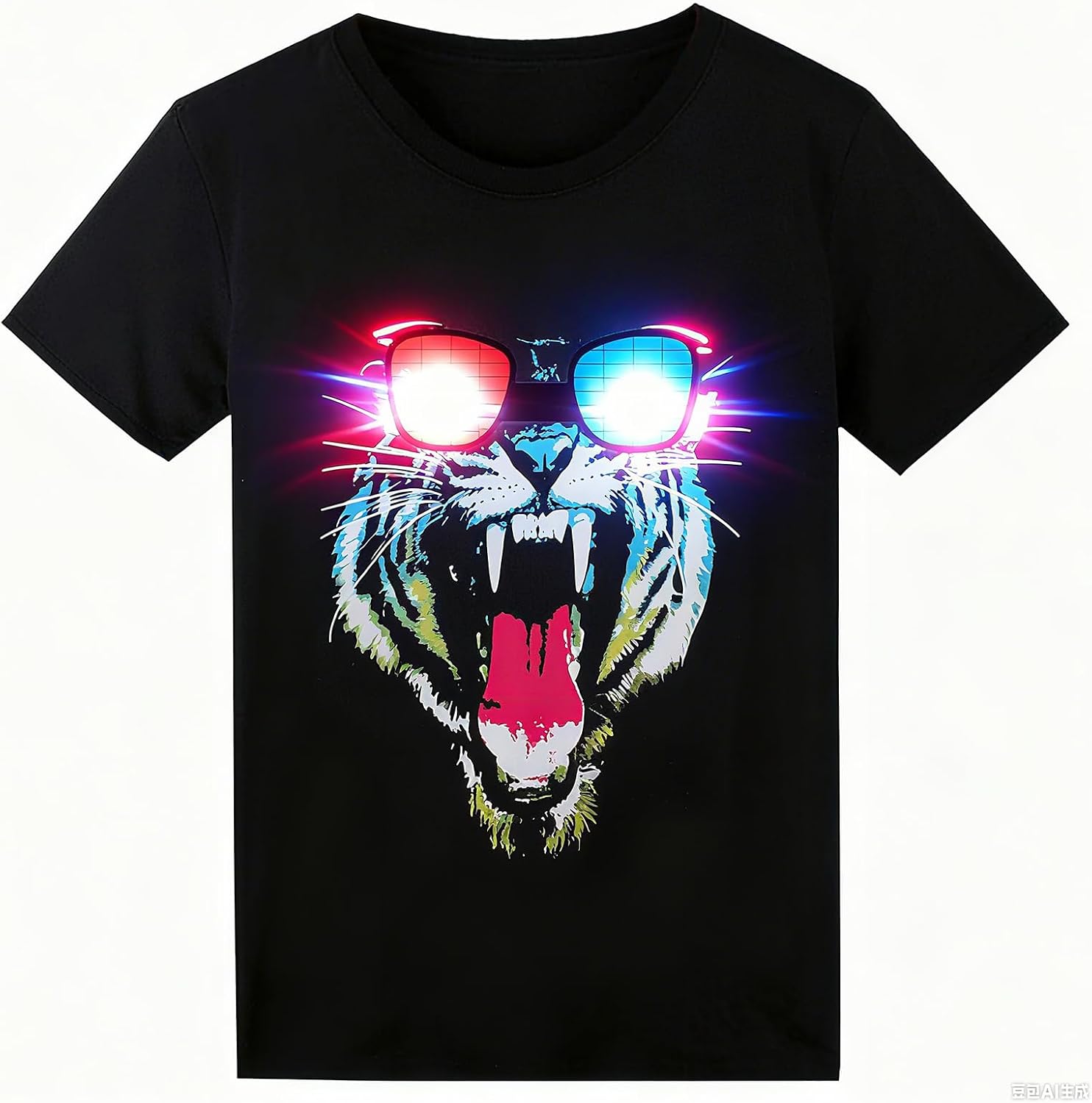 Sound Activated LED T-Shirt for Men Glow in The Dark Light Up Rave Shirt