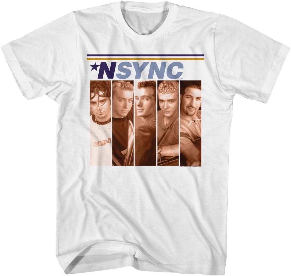 American Classics NSYNC Boxes 90s Boy Band Graphic T Shirt | Officially Licensed NSYNC Merch, Designed and Printed in the USA, Crewneck Short Sleeve Tee, Unisex Fit, Vintage Style
