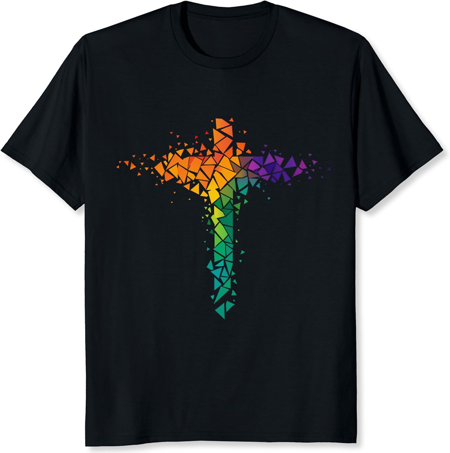 Church Stained Glass Cross Shirt Christian T Shirts for Men Christian Gifts Graphic Tee