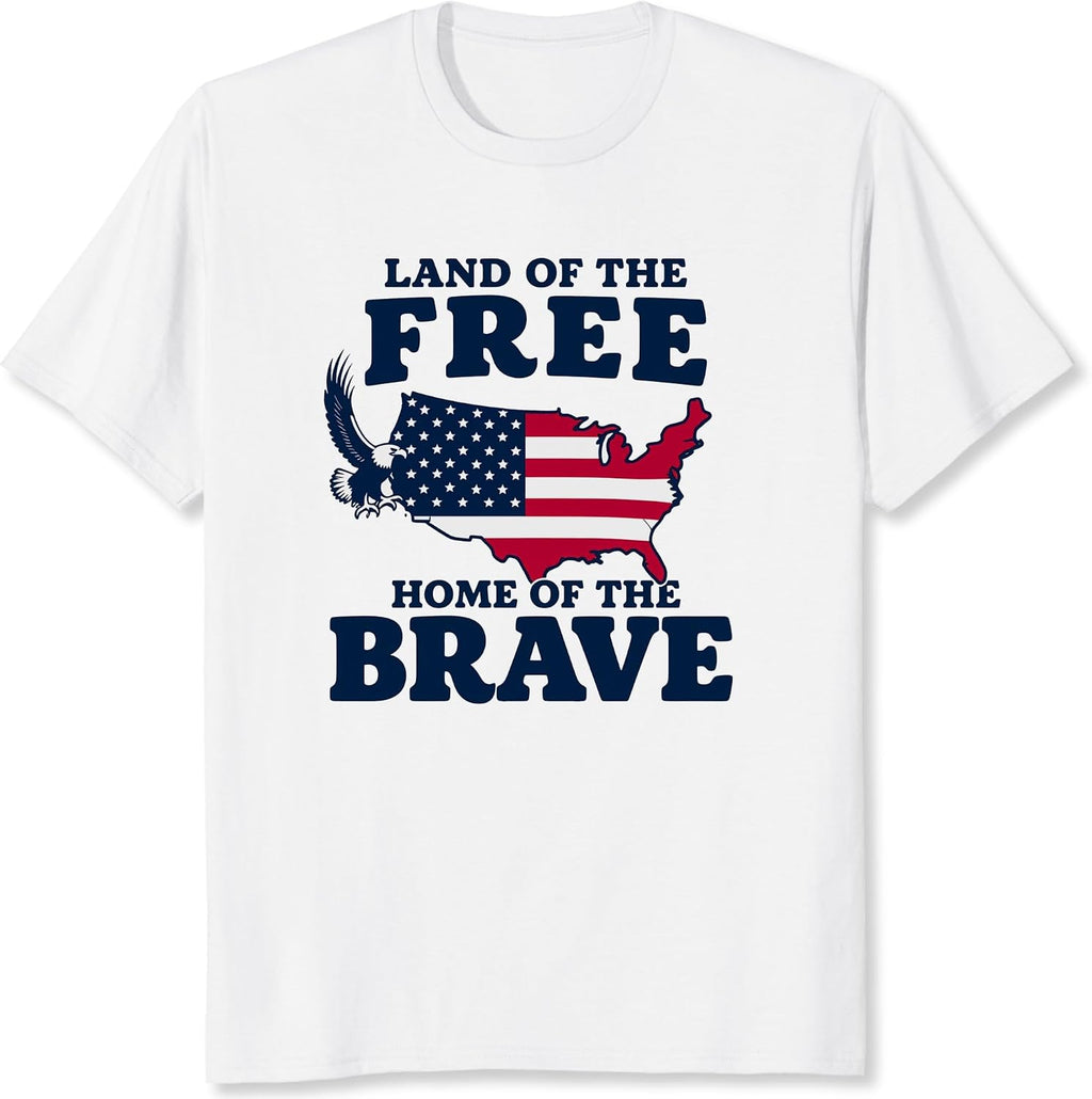 Land of The Free Home of The Brave Shirt Patriotic USA Map Eagle American Flag 250th Anniversary Graphic Tee