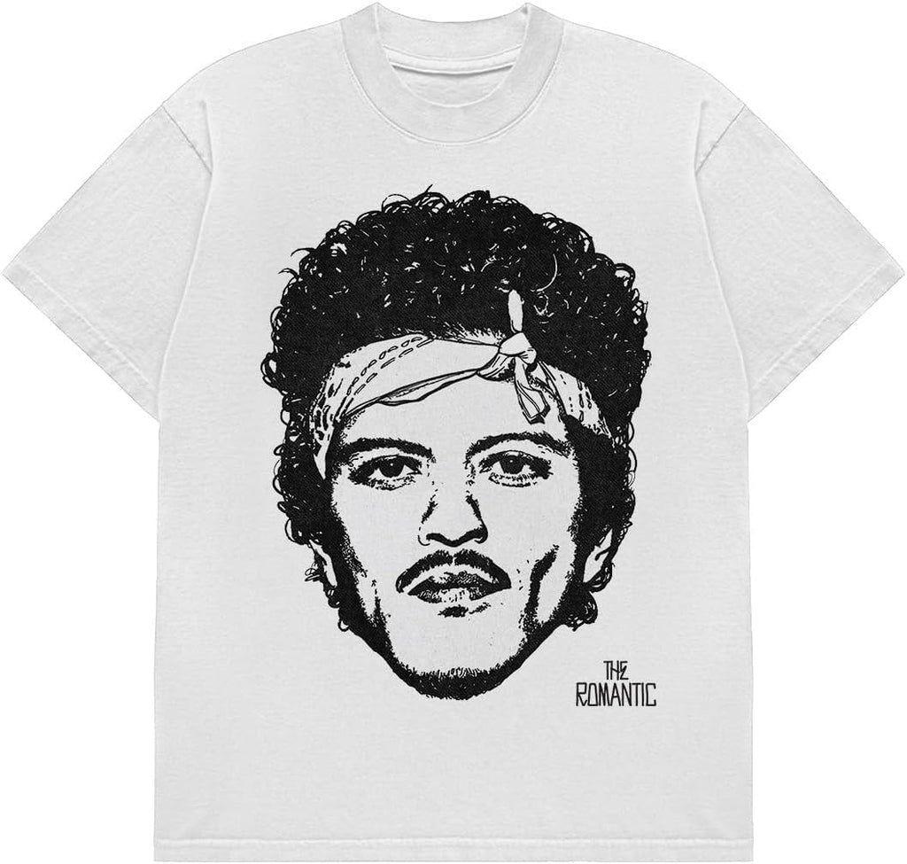 Bruno Mars Unisex Adult Bruno Mars Official Merch the Romantic T-Shirt, White