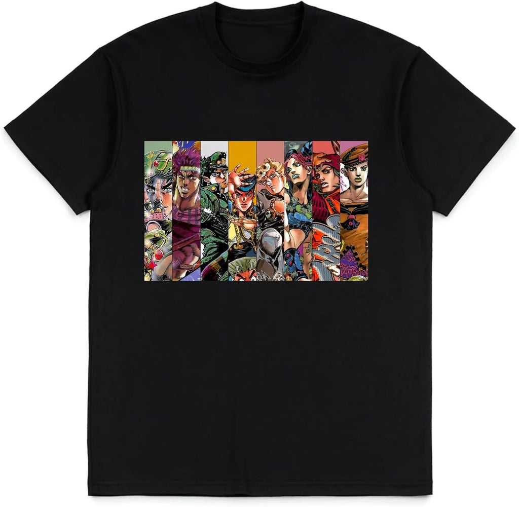 JoJo's Bizarre Adventure Shirt Anime Fashion Trend t-Shirt Unisex Short-Sleeved Tops Teen Fans Gifts Black tee Shirt