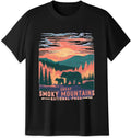 Great Smoky Mountains National Park T-Shirt, Hiking Travel Gift | A vintage mountain sunset and bear design for hiking trips, Tennessee vacations, outdoor wear, and national park gifts.