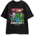 Minecraft Skeleton, Zombie, Creeper Mens Black Short Sleeve Graphic Tee | Classic Movie Apparel