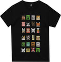 Minecraft T-Shirt Sprites Characters Gamer Gifts Boys Black Short Sleeve Top