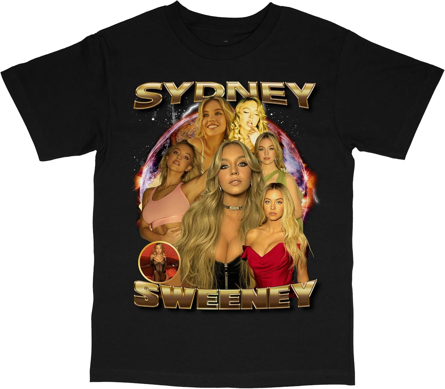 Sydney Sweeney Actress Vintage Style T-Shirt Black